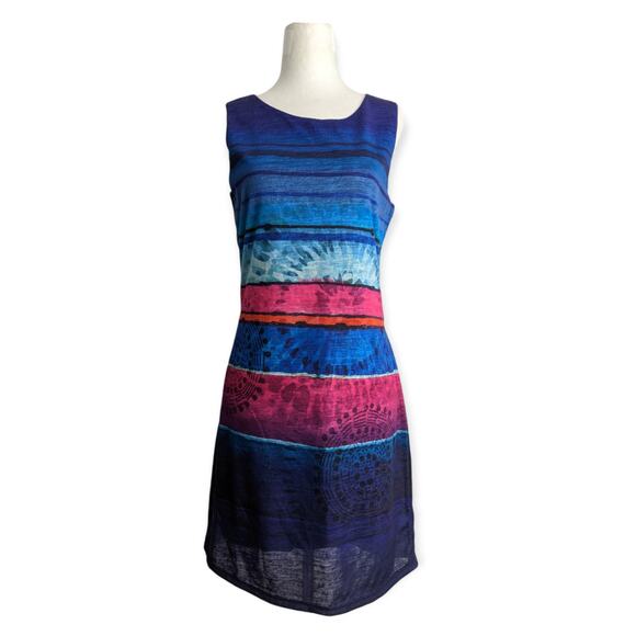 Desigual Sunset Stripe Sheath Dress Medium cobalt magenta - Picture 1 of 11